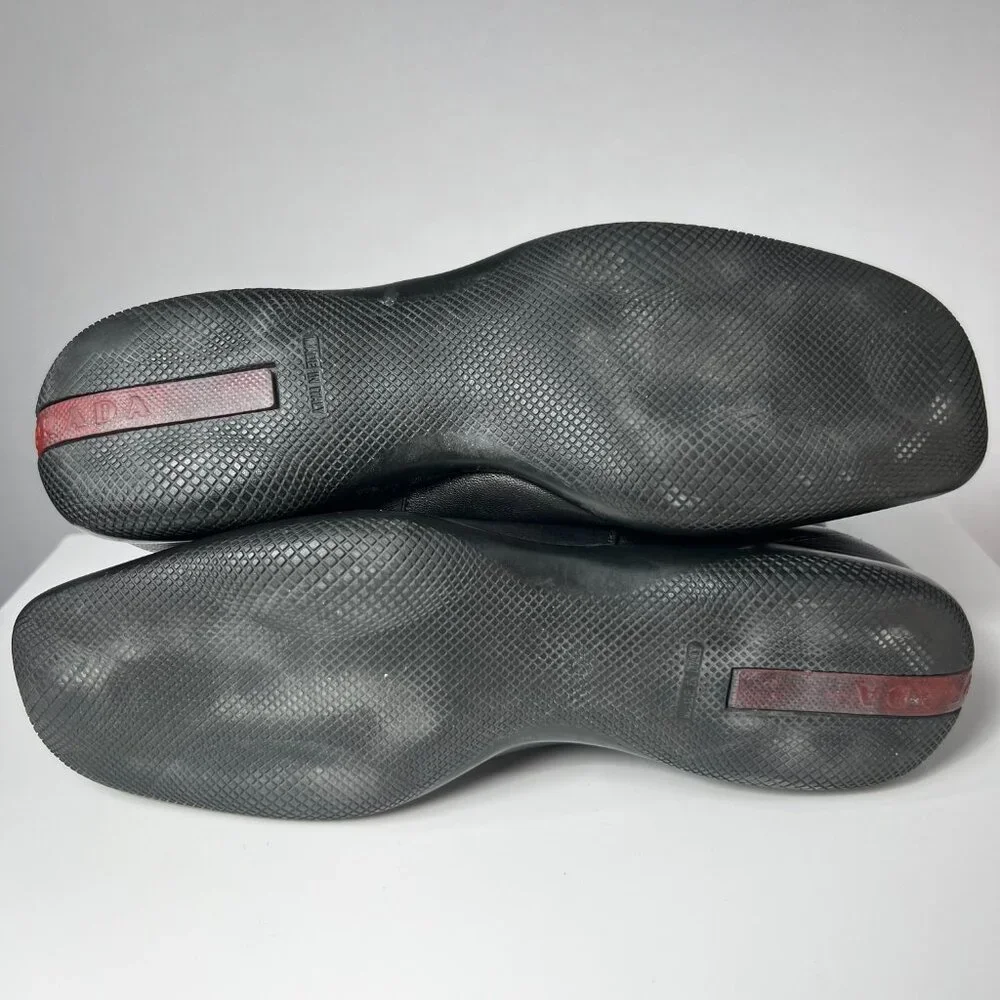 VTG PRADA Sport Nappa Chelsea Black Leather Boots 7US=37.5EU Made in Italy - Picture 8 of 10